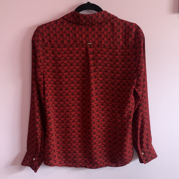 White House Black Market Red Button Up Blouse - Picture 5 of 5